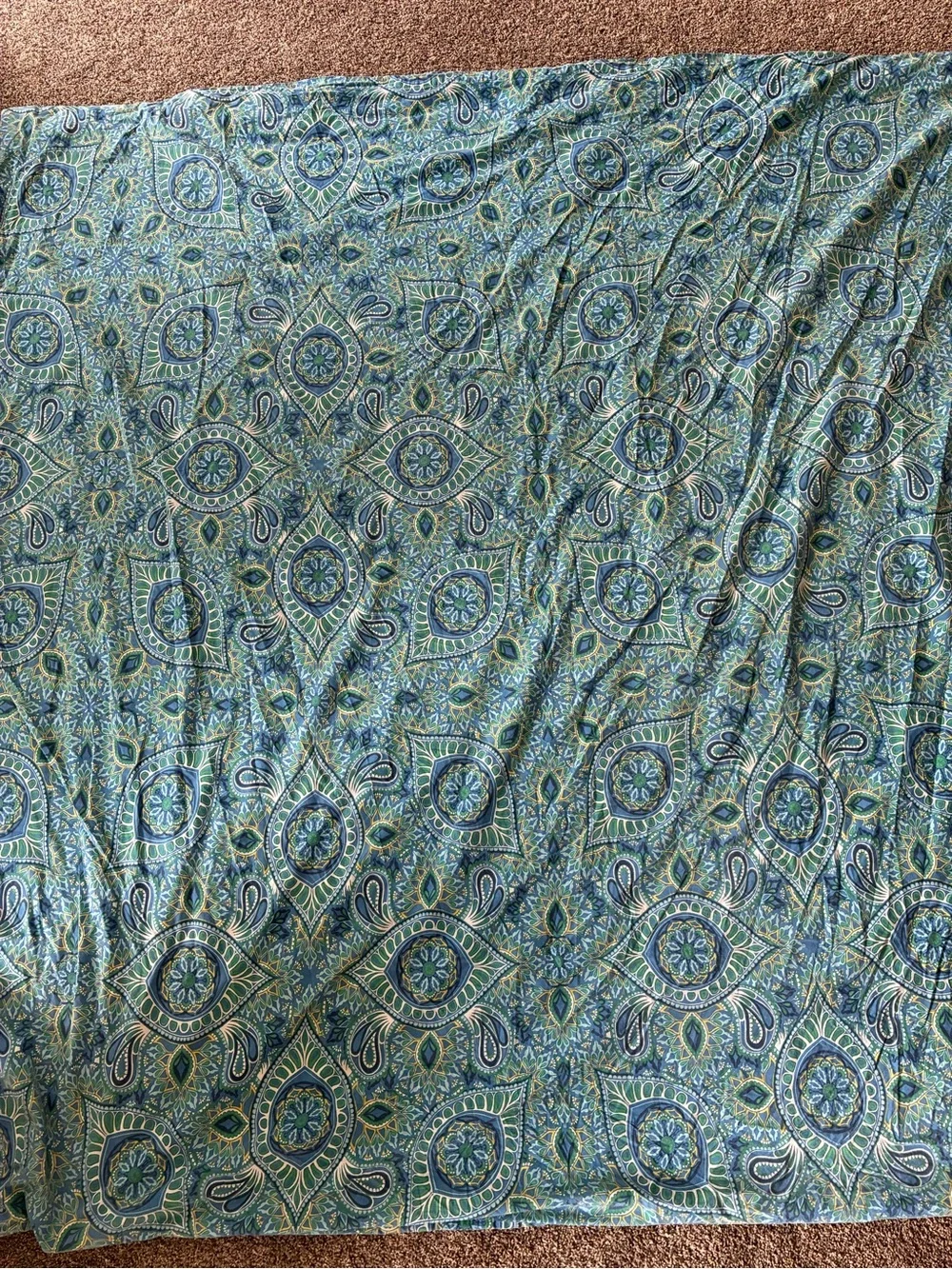 Pottery Barn 3 Piece Queen Duvet Set Martina Blue Boho